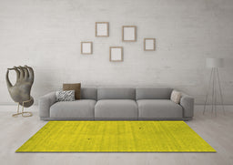 Machine Washable Abstract Yellow Contemporary Rug in a Living Room, wshcon2490yw