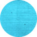 Round Abstract Light Blue Contemporary Rug, con2490lblu