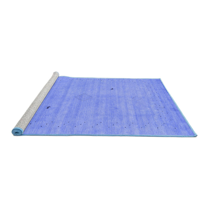Sideview of Machine Washable Abstract Blue Contemporary Rug, wshcon2490blu