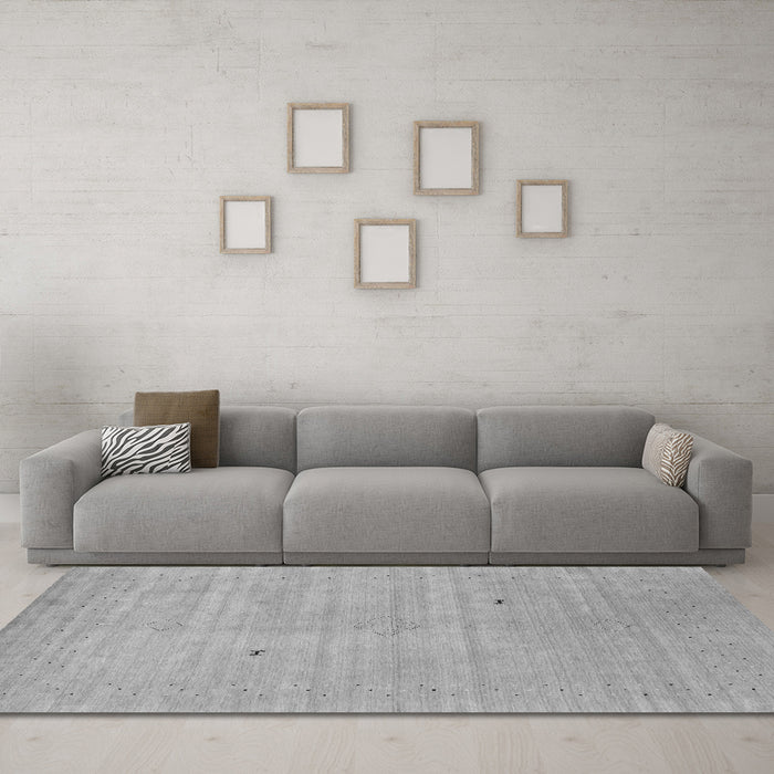 Machine Washable Abstract Gray Contemporary Rug in a Living Room,, wshcon2490gry