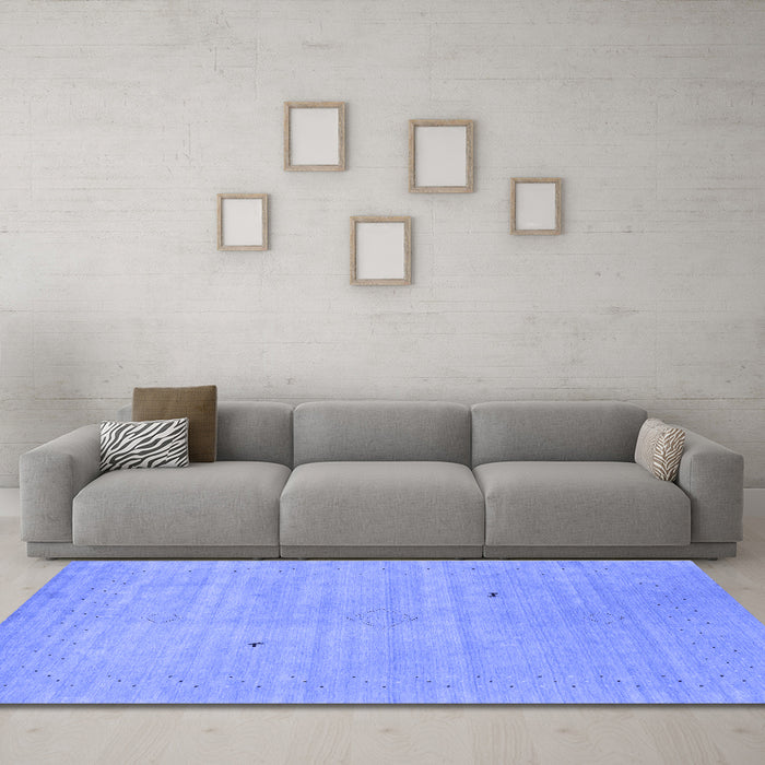 Machine Washable Abstract Blue Contemporary Rug in a Living Room, wshcon2490blu