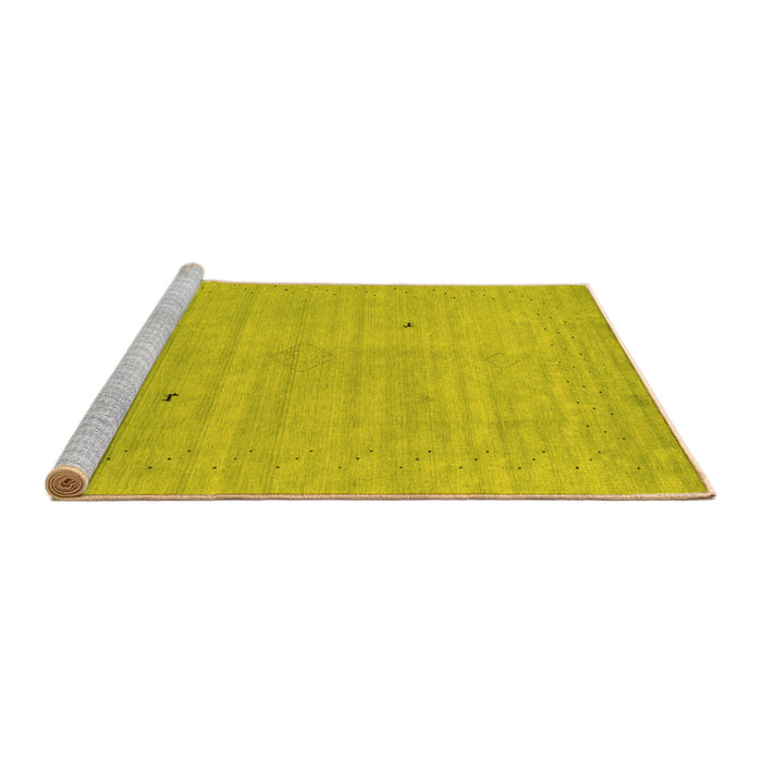 Sideview of Machine Washable Abstract Yellow Contemporary Rug, wshcon2490yw