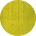 Round Machine Washable Abstract Yellow Contemporary Rug, wshcon2490yw