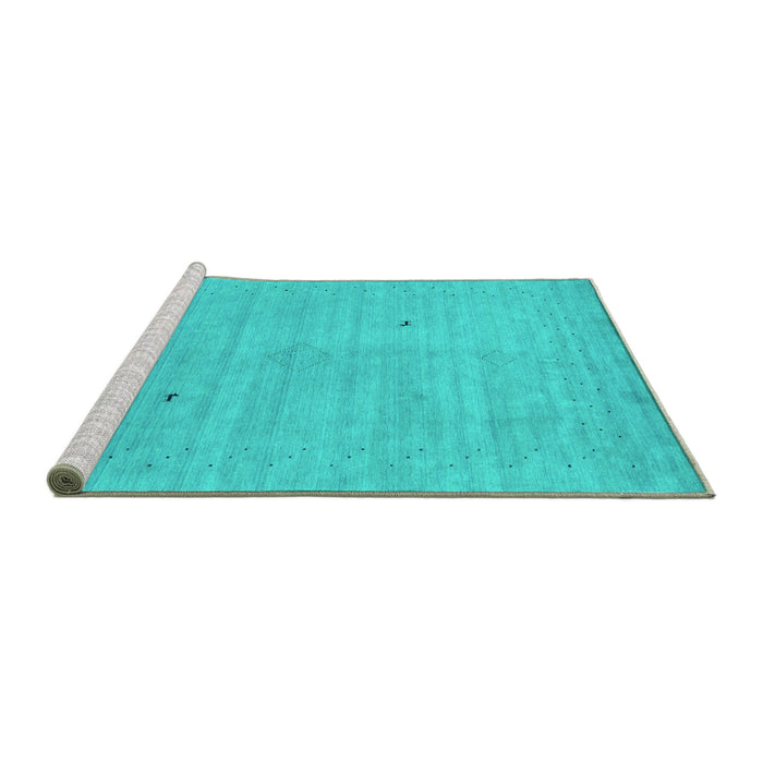 Sideview of Machine Washable Abstract Turquoise Contemporary Area Rugs, wshcon2490turq