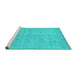 Sideview of Machine Washable Abstract Turquoise Contemporary Area Rugs, wshcon2490turq