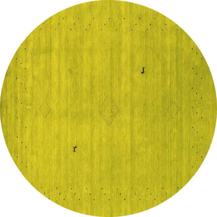 Round Abstract Yellow Contemporary Rug, con2490yw