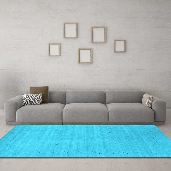 Machine Washable Abstract Light Blue Contemporary Rug in a Living Room, wshcon2490lblu