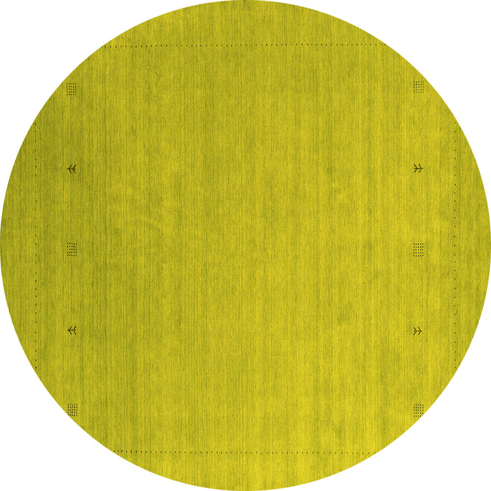 Round Abstract Yellow Contemporary Rug, con2491yw