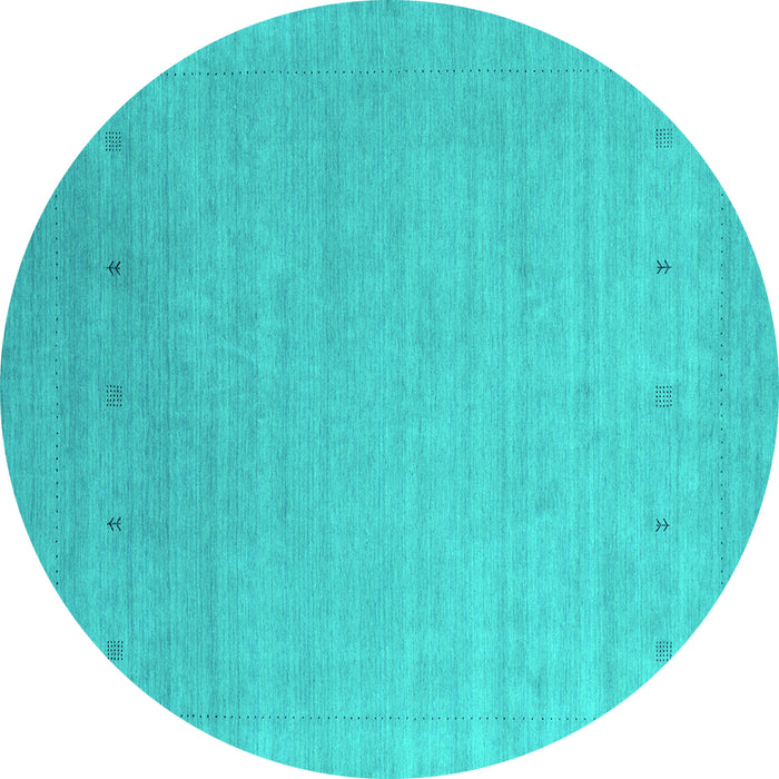 Round Abstract Turquoise Contemporary Rug, con2491turq