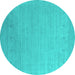 Round Abstract Turquoise Contemporary Rug, con2491turq