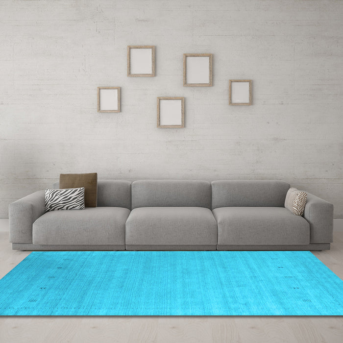 Machine Washable Abstract Light Blue Contemporary Rug in a Living Room, wshcon2491lblu