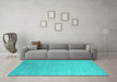 Machine Washable Abstract Turquoise Contemporary Area Rugs in a Living Room,, wshcon2491turq