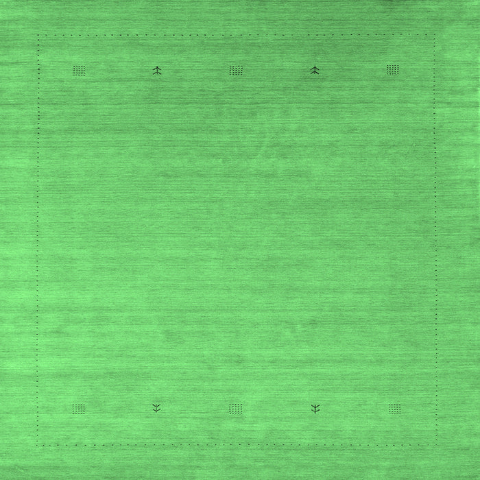 Square Machine Washable Abstract Emerald Green Contemporary Area Rugs, wshcon2491emgrn