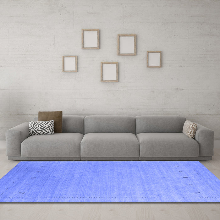 Machine Washable Abstract Blue Contemporary Rug in a Living Room, wshcon2491blu