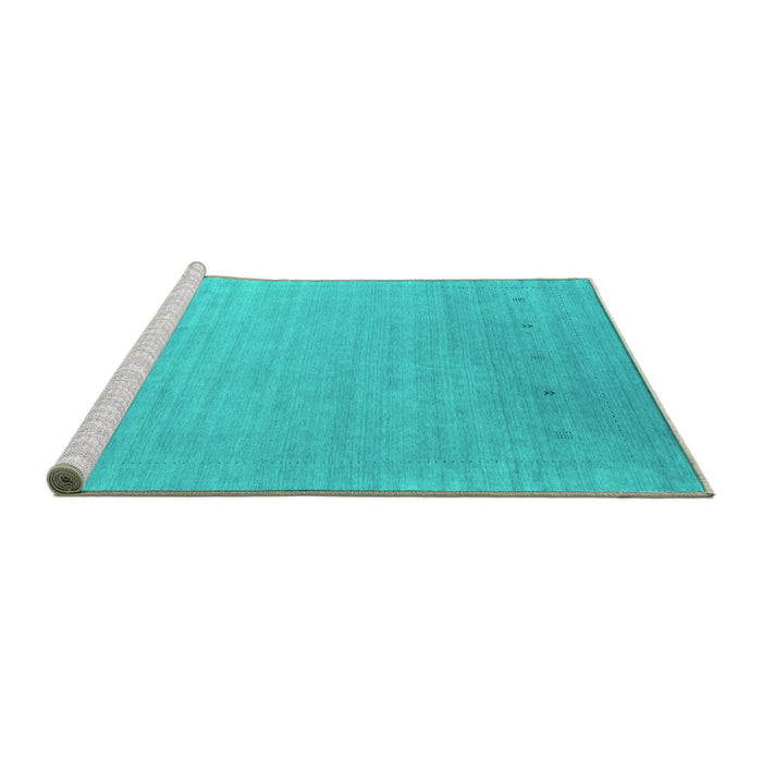 Sideview of Machine Washable Abstract Turquoise Contemporary Area Rugs, wshcon2491turq