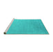 Sideview of Machine Washable Abstract Turquoise Contemporary Area Rugs, wshcon2491turq