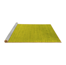 Sideview of Machine Washable Abstract Yellow Contemporary Rug, wshcon2491yw