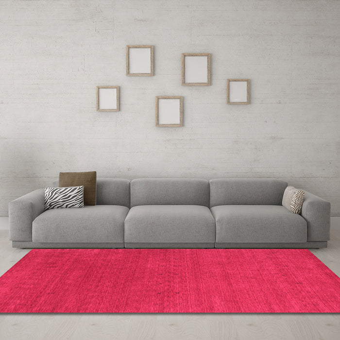 Machine Washable Abstract Pink Contemporary Rug in a Living Room, wshcon2492pnk