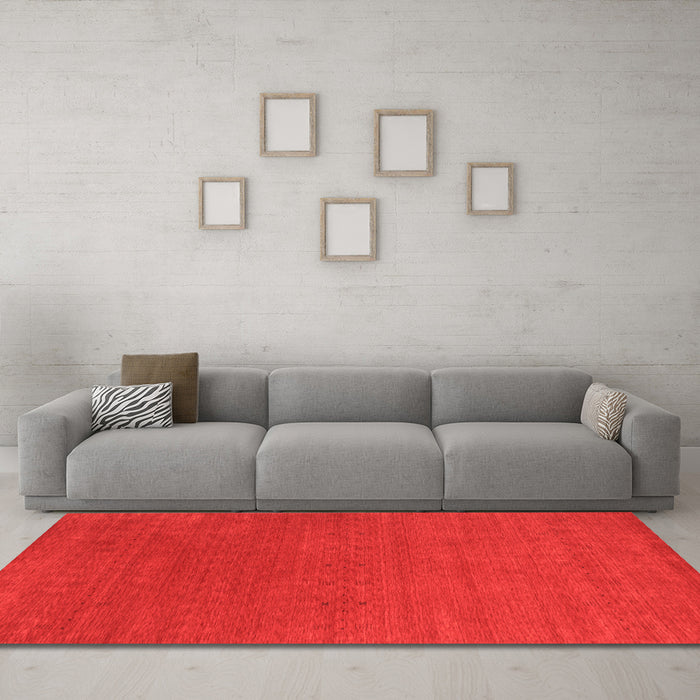 Machine Washable Abstract Orange Contemporary Area Rugs in a Living Room, wshcon2492org