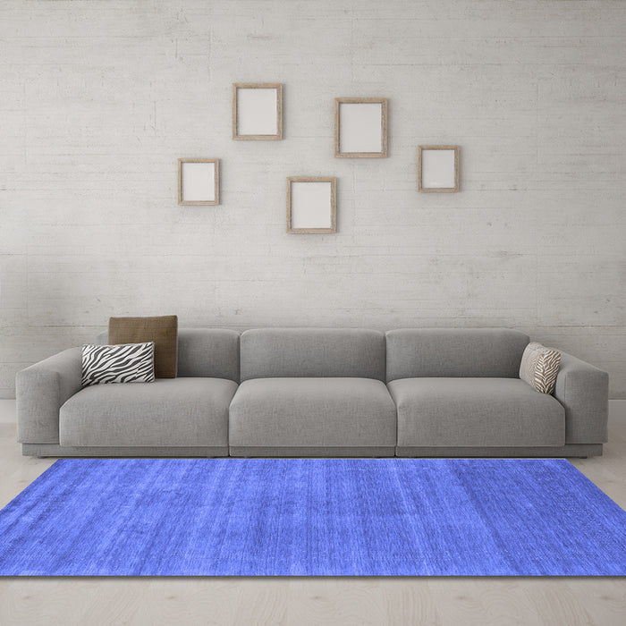 Machine Washable Abstract Blue Contemporary Rug in a Living Room, wshcon2493blu