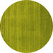 Round Abstract Yellow Contemporary Rug, con2493yw