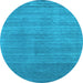 Round Abstract Light Blue Contemporary Rug, con2493lblu