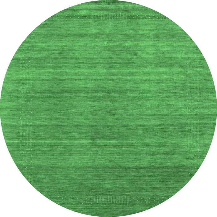 Round Machine Washable Abstract Emerald Green Contemporary Area Rugs, wshcon2493emgrn