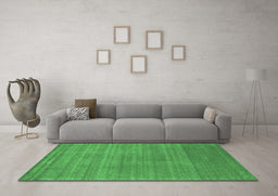 Machine Washable Abstract Emerald Green Contemporary Area Rugs in a Living Room,, wshcon2493emgrn