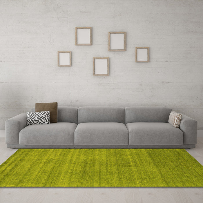 Machine Washable Abstract Yellow Contemporary Rug in a Living Room, wshcon2493yw