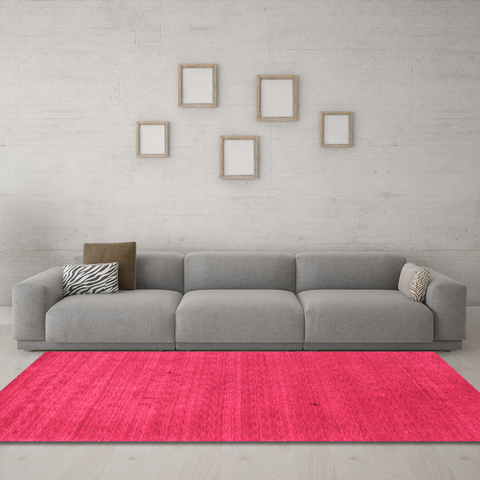 Machine Washable Abstract Pink Contemporary Rug in a Living Room, wshcon2494pnk