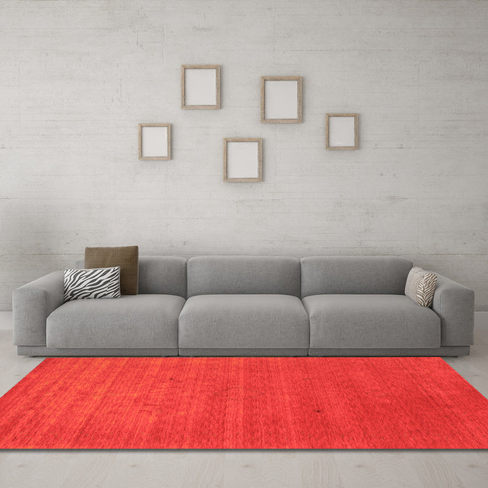 Machine Washable Abstract Orange Contemporary Area Rugs in a Living Room, wshcon2494org
