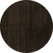 Round Machine Washable Abstract Brown Contemporary Rug, wshcon2495brn