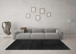 Machine Washable Abstract Gray Contemporary Rug in a Living Room,, wshcon2495gry