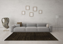 Machine Washable Abstract Brown Contemporary Rug in a Living Room,, wshcon2495brn