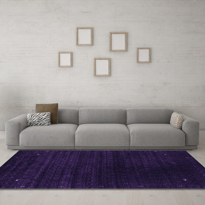 Machine Washable Abstract Purple Contemporary Area Rugs in a Living Room, wshcon2495pur
