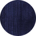 Round Machine Washable Abstract Blue Contemporary Rug, wshcon2495blu