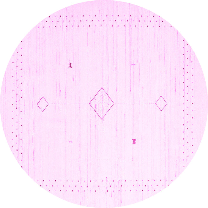 Round Machine Washable Solid Pink Modern Rug, wshcon2496pnk