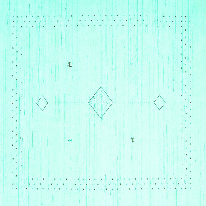 Square Machine Washable Solid Turquoise Modern Area Rugs, wshcon2496turq