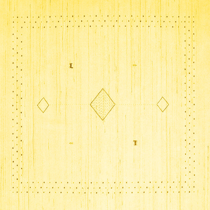 Square Machine Washable Solid Yellow Modern Rug, wshcon2496yw