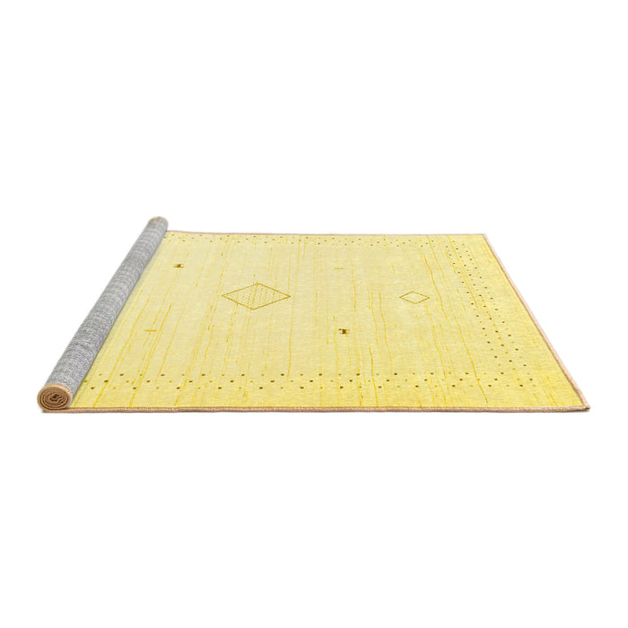 Sideview of Machine Washable Solid Yellow Modern Rug, wshcon2496yw