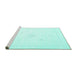 Sideview of Machine Washable Solid Turquoise Modern Area Rugs, wshcon2496turq