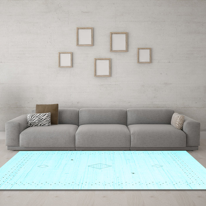 Machine Washable Solid Light Blue Modern Rug in a Living Room, wshcon2496lblu