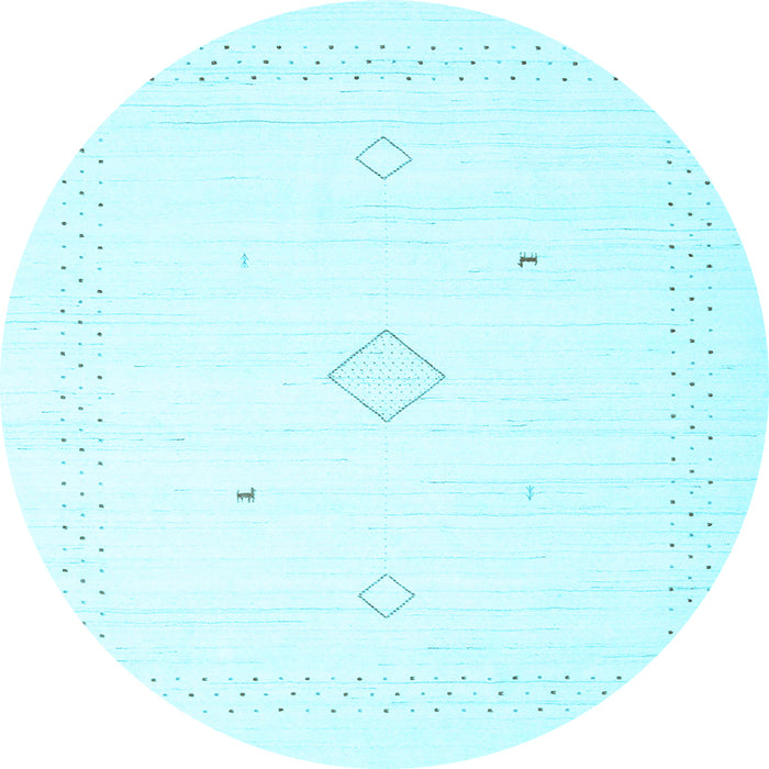 Round Solid Light Blue Modern Rug, con2496lblu