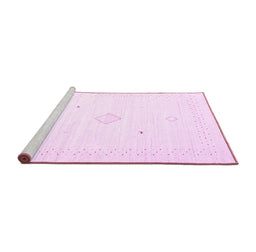 Sideview of Machine Washable Solid Pink Modern Rug, wshcon2496pnk