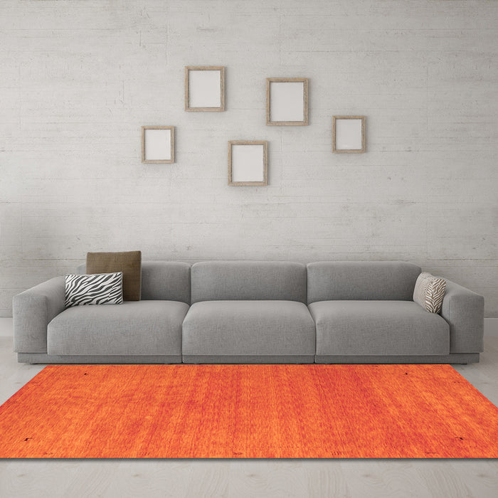 Machine Washable Abstract Orange Contemporary Area Rugs in a Living Room, wshcon2497org