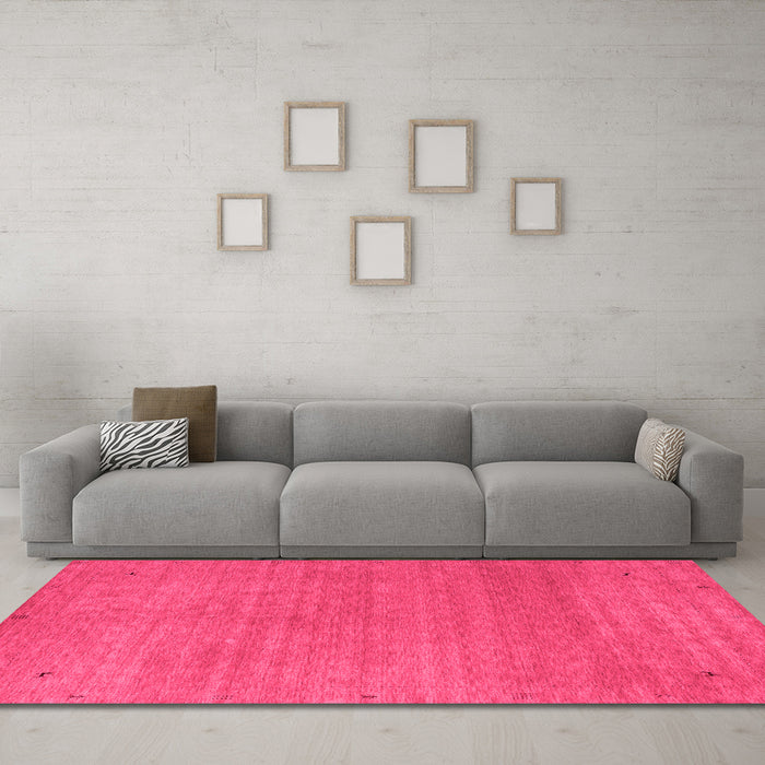 Machine Washable Abstract Pink Contemporary Rug in a Living Room, wshcon2497pnk