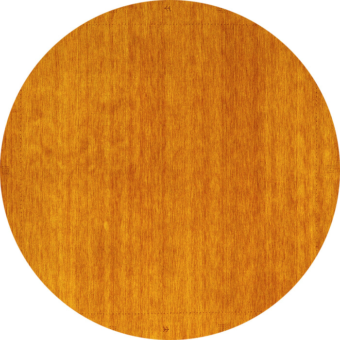 Round Machine Washable Abstract Yellow Contemporary Rug, wshcon2497yw