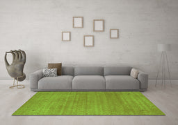 Machine Washable Abstract Green Contemporary Area Rugs in a Living Room,, wshcon2497grn