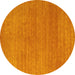 Round Abstract Yellow Contemporary Rug, con2497yw