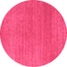 Round Machine Washable Abstract Pink Contemporary Rug, wshcon2497pnk